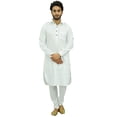 thumbnail image 2 of Atasi Ensemble Kurta Pyjama Classique Blanc Style Pathani pour Homme Chemise Longue en Coton-Petit, 2 of 7