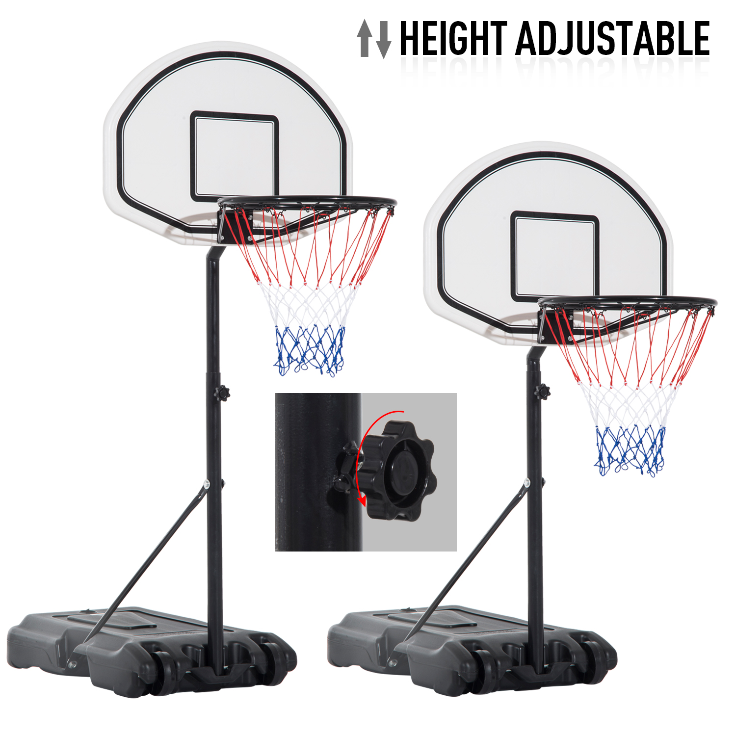 HomCom Poolside Hoop Stand with Wheels