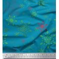 thumbnail image 1 of Soimoi Green polyester Crepe Fabric Snow Flakes Floral Fabric Prints By Yard 52 Inch Wide, 1 of 5