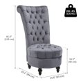 thumbnail image 2 of 45" Tufted High Back Velvet Accent Chair Living Room Soft Padded Couch Lounge Ash Grey, 2 of 7