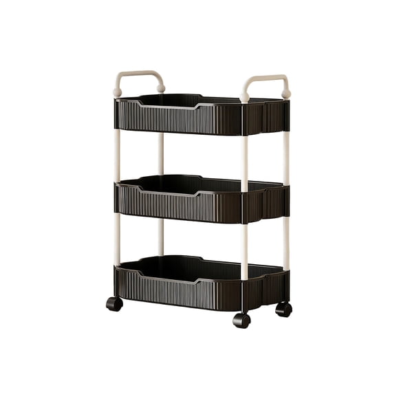 Aodebiao 3 Tier Rolling Utility Cart with Handles Mobile Storage Cart for Kitchen Bathroom Living Room Bedroom Organizer Snack Books Toiletries Caddy Trolley