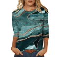 thumbnail image 1 of XZNGL Hauts à Manches 3/4 pour Femmes Mode pour Femmes T-Shirt Ample Imprimé Blouse à Manches 3/4 Col Rond Hauts Décontractés T-Shirts en Coton Femmes T-Shirts pour Femmes Mode T-Shirts à Manches 3/4 pour Femmes, 1 of 1