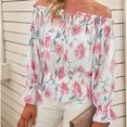 thumbnail image 2 of Ccdes Off Shoulder Top, Elegant Floral Print Blouse Loose Stylish Polyester For Office Work For Outdoor Activity, 2 of 5