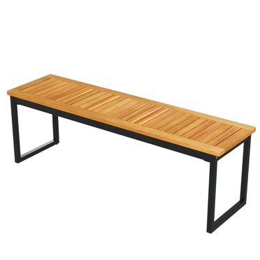 Costway 51" Wooden Outdoor Bench Patio Dining Bench with Acacia Wood Seat Natural