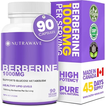 Nutrawave Berberine 1000mg - Metabolic & Digestive Support Supplement - Plant-Based Formula for Daily Wellness - 90 Vegan Capsules