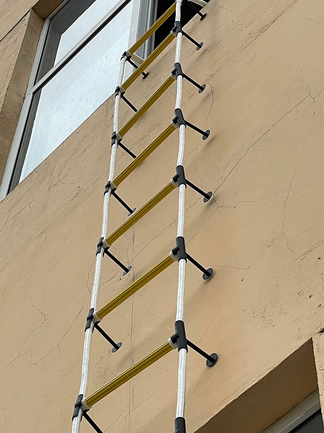 Rope Ladder Fire Escape 8ft with Stand-Off Stabilizers | Emergency Extension Ladder | Weather Resistant with Spring Hooks | Fast to Deploy & Easy to Use - Compact & Lightweight