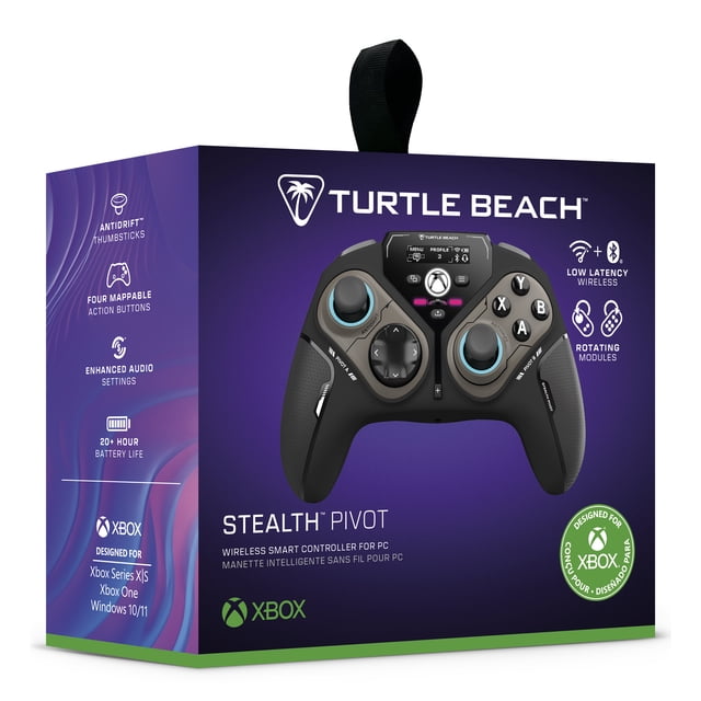 Turtle Beach Stealth Pivot Boîtier de Manette Intelligente Sans Fil Affichant une Manette Noire avec modules à Bouton Rotatif, Joysticks Anti-Dérive, Quatre Boutons d'Action Mappables, Paramètres audio Améliorés et Autonomie de Plus de 20 Heures, Conçu pour Xbox Series X/S, Xbox One et Windows 10/11 Pcs avec Connectivité Sans Fil et Bluetooth à Faible Latence.