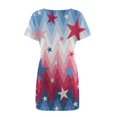thumbnail image 5 of LNGOOR Robes d'Été de Jour de l'Indépendance pour les Femmes à Manches Courtes Étoiles Rayures Imprimées Casual Col Rond A-Ligne Mini Robe, 5 of 5