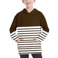 thumbnail image 2 of RXIRUCGD Girls Hoodie Lightweight Sweatshirt, Color Block Striped Pullover Sweatshirt Fall Fashion Girls Clothes, Girls Brown Sweatshirt Size 7-8 Years, 2 of 8