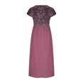 thumbnail image 5 of Meichang Robes en Lin pour Femmes 2024 Rétro à Imprimé Floral Coupe Ample Robes Midi Manches Courtes Col Rond Robes d'Été Décontractées Évasées Légères Confortables Longues Robes de Travail Rose Vif TG, 5 of 5