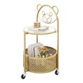thumbnail image 1 of Gymax 2-Tier Mobile Glass Coffee Table w/ Bear Pattern Storage Basket Transparent & Golden, 1 of 10