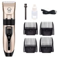 thumbnail image 1 of Gold Ceramic Cordless Pet Clippers for Dogs, Cats & Rabbits - Rechargeable 1200mAh Lithium Battery, 90-Min Working Time, Ultra-Quiet 60dB Low Noise, 5-Speed Micro-Adjustment (0.8-2mm), Anti-Allergy, 1 of 6