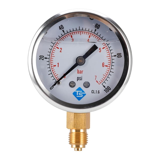 S SERENABLE Y60 Manomètre de Pression Radial Rempli de Glycérine, Manomètre sous Vide 0-100 Psi