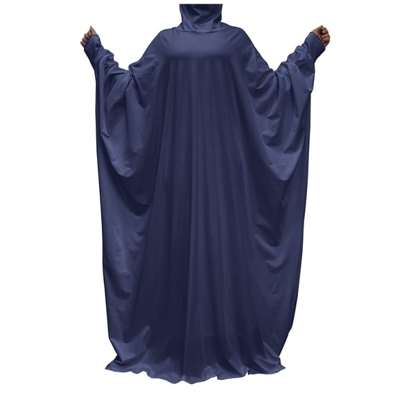 Women's Abaya Prayer Dress - Hooded Hijab Kaftan, Polyester, Muslim Casual, One Size