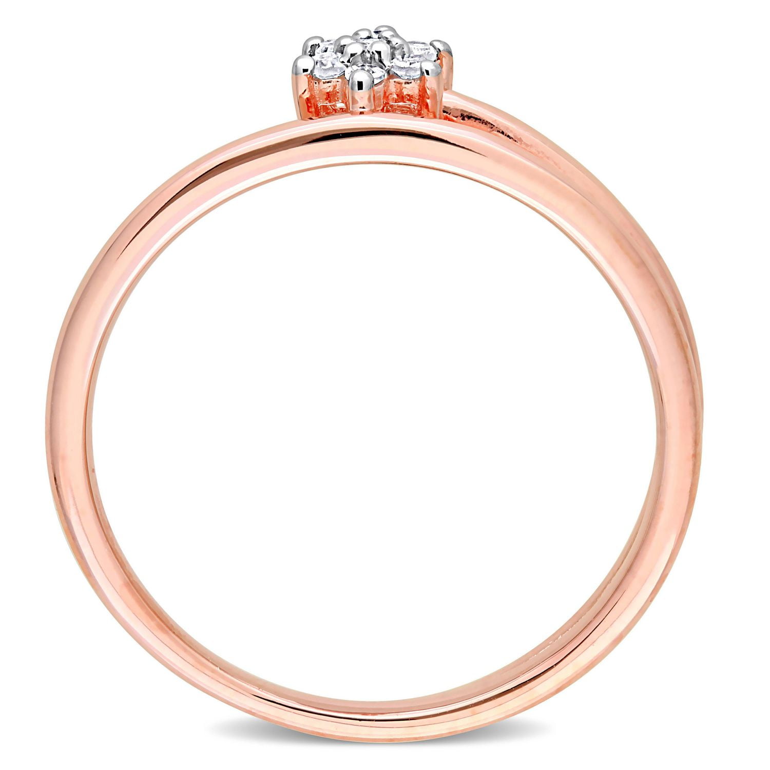 Bague de Promesse florale torsadée Miabella d'accent de diamant en Argent Sterling Plaqué Rose