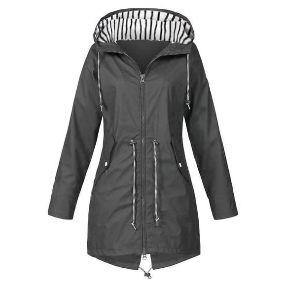cllios Women's Raincoat Waterproof Lightweight Rain Jacket Active Outdoor Hooded Packable Plus Size Windbreaker Zip Up Coats