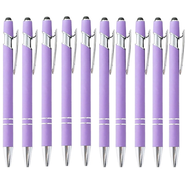 Maplenight Aluminum Ballpoint Pen with Touchscreen Tip - Metal Body, 1.5g Ink, 10pc Set for Business, Student Writing, and Screen Use Purple