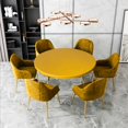 thumbnail image 3 of Round Table Cloth Protector 27.5-33.5" Table Cover Backed Vinyl Tablecloth Party yellow, 3 of 8