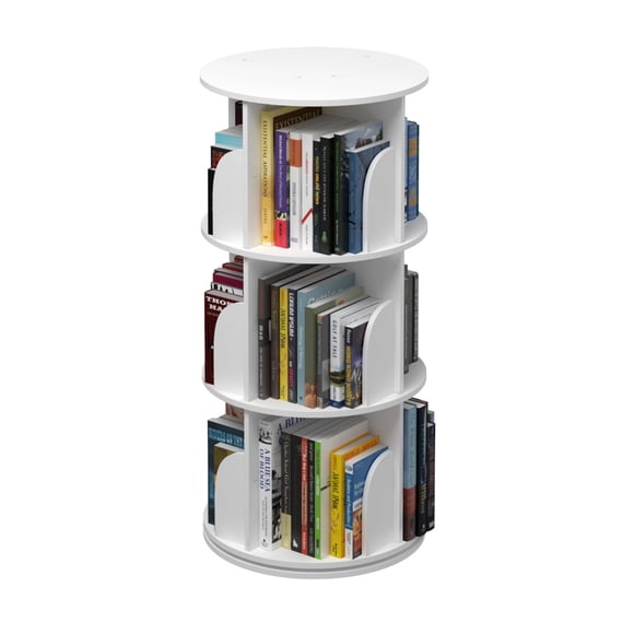 TOYTEXX 3-Tier 360° Rotating Stackable Bookshelf Organizer for Adults & Childern – White
