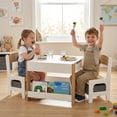 thumbnail image 2 of Qaba 3 Piece Kids Table and Chair Set with Reversible Tabletop, Nature Wood, 2 of 10