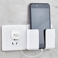 thumbnail image 1 of Wall Mounted Phone Charging Holder, Universal Storage Rack for Remote Controls, Bathroom Organizer, Kitchen Accessories - White Plastic Shelf, Space Saving Design, 3.54x3.94x1.18 inches, 1 of 9