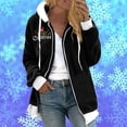 thumbnail image 1 of LOVZFMLL Vestes pour Femmes Noël Mode Chandail à Fermeture Éclair à Col en V pour Femmes à Manches Longues à Capuche Blouse Chandail, 1 of 1