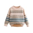 thumbnail image 1 of 2025 Tout-Petits Enfants Bébés Garçons et Filles Mode Mignon Rayé Manches Longues Chaud Col Rond Chandail Vert, 1 of 4