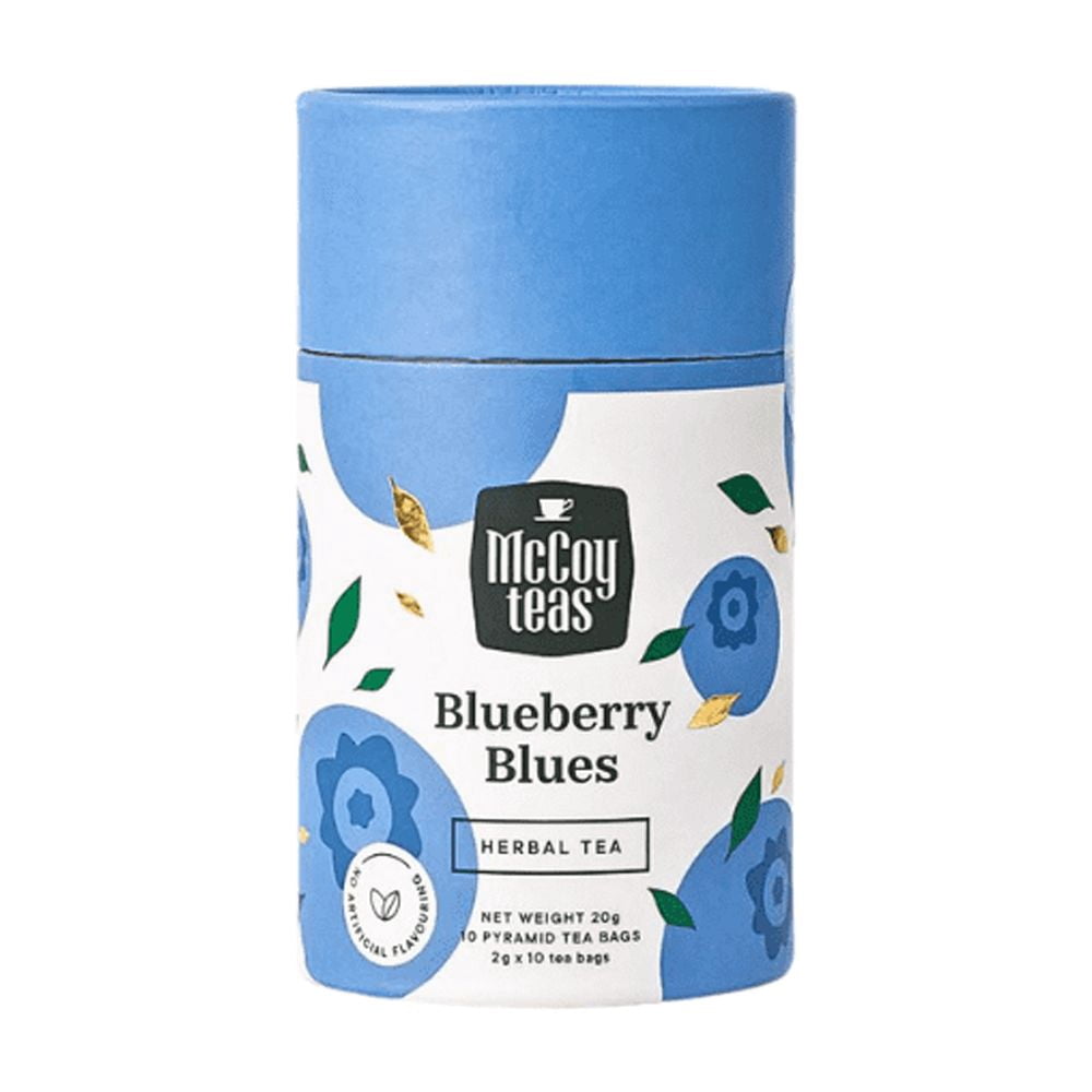 McCoy Teas Blueberry Blues Herbal Tea, Pyramid Tea Bags with Fruity & Floral Blend, 10 Count