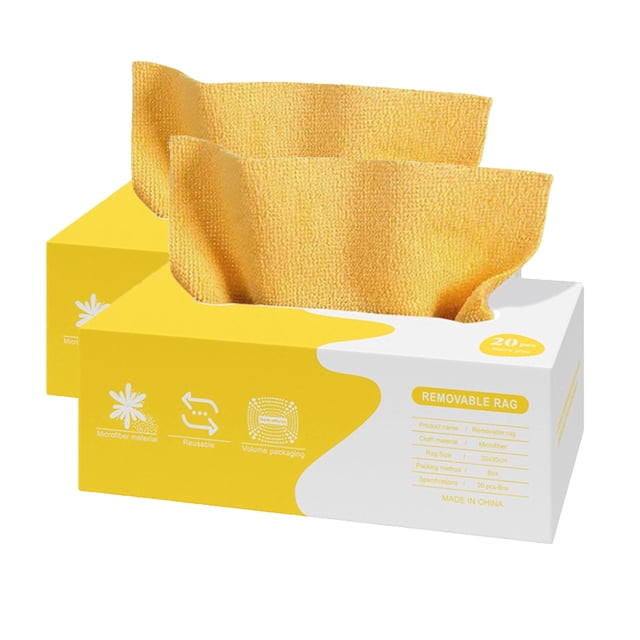 Amzcrzy The Rag Microfiber Cleaning Cloth Rags In A Box 20 Count -7.9 X 7.9In Reusable Microfiber Towels for Cars - Edgeless Towels Cleaning Cloths Kitchen Appliances Cleaning Supplies