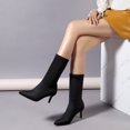 thumbnail image 1 of Women's Shoes British Style Fashionable Smooth Flock Pointed Candy Color Fine Heels Boots, 1 of 7
