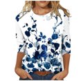 thumbnail image 1 of TIMIFIS Hauts pour Femmes Manches 3/4 Décontractés Coupe Ample Tuniques Col Rond T-shirt Automne, 1 of 4
