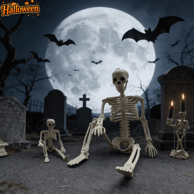 Posable Full Body Plastic Human Skeleton Figurine, Movable Joints ...