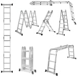 330lb 11.5ft Échelle d'extension d'aluminium à usages multiples, 7 en 1 Échelle pliante Échafaud avec plate-forme de travail