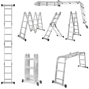 330lb 11.5ft Multi Purpose Aluminum Extension Ladder, 7 in 1 Folding Step Ladder Scaffold Ladder with Work Platform