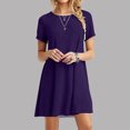 thumbnail image 1 of Meichang Robes d'Été pour Femmes 2024 Robe T-Shirt Midi Décontractée à Manches Courtes Robes Évasées Unies à Col Rond Robe de Vacances Robes Boho de Plage, 1 of 3
