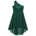 thumbnail image 4 of zdhoor Robe Chic pour Filles à une Épaule Sans Manches pour Fête, Soirée, Bal de Promo, Mariage, Robe de Demoiselle d'Honneur Enfant Vert Armée 14, 4 of 4