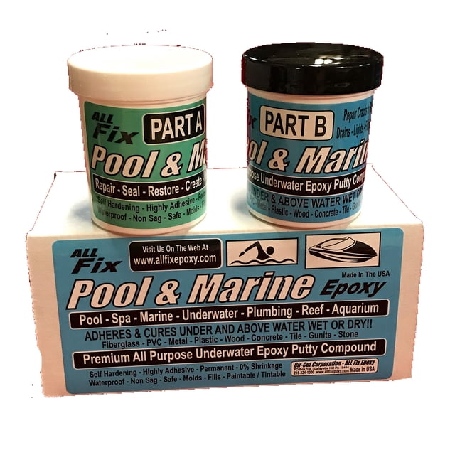 All Fix H20 Mastic sous-Marin EPOXY pour Piscine, Réparation Marine, Fissures, Fuites, Joint d'Étanchéité (Unité de 12 oz)