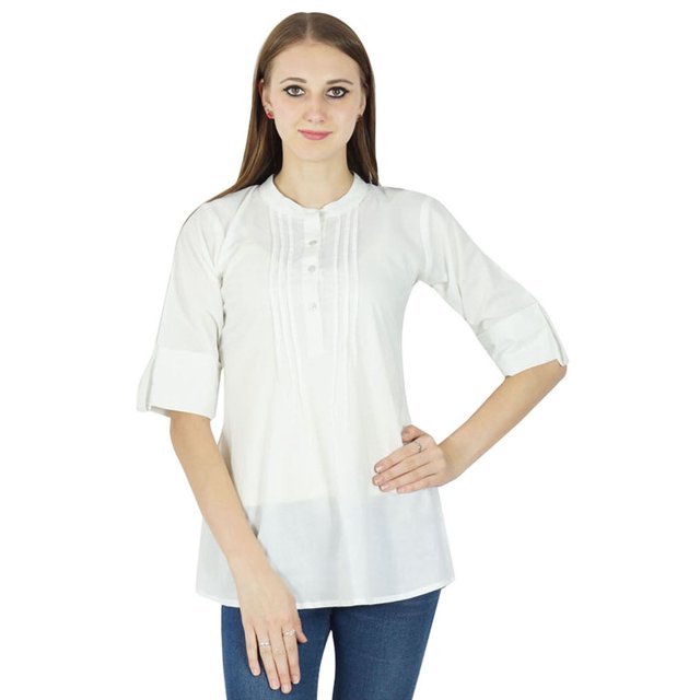 Robe Haut Boho Unie Tenue Décontractée Tunique Vêtements pour Femmes Coton Robe d'Été