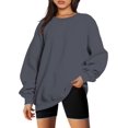 thumbnail image 2 of ORUYROP Chandails en Molleton Surdimensionnés pour Femmes Manches Longues Col Rond Chandail Décontracté Ample Couleur Unie Polaire Tops Pulls, 2 of 7