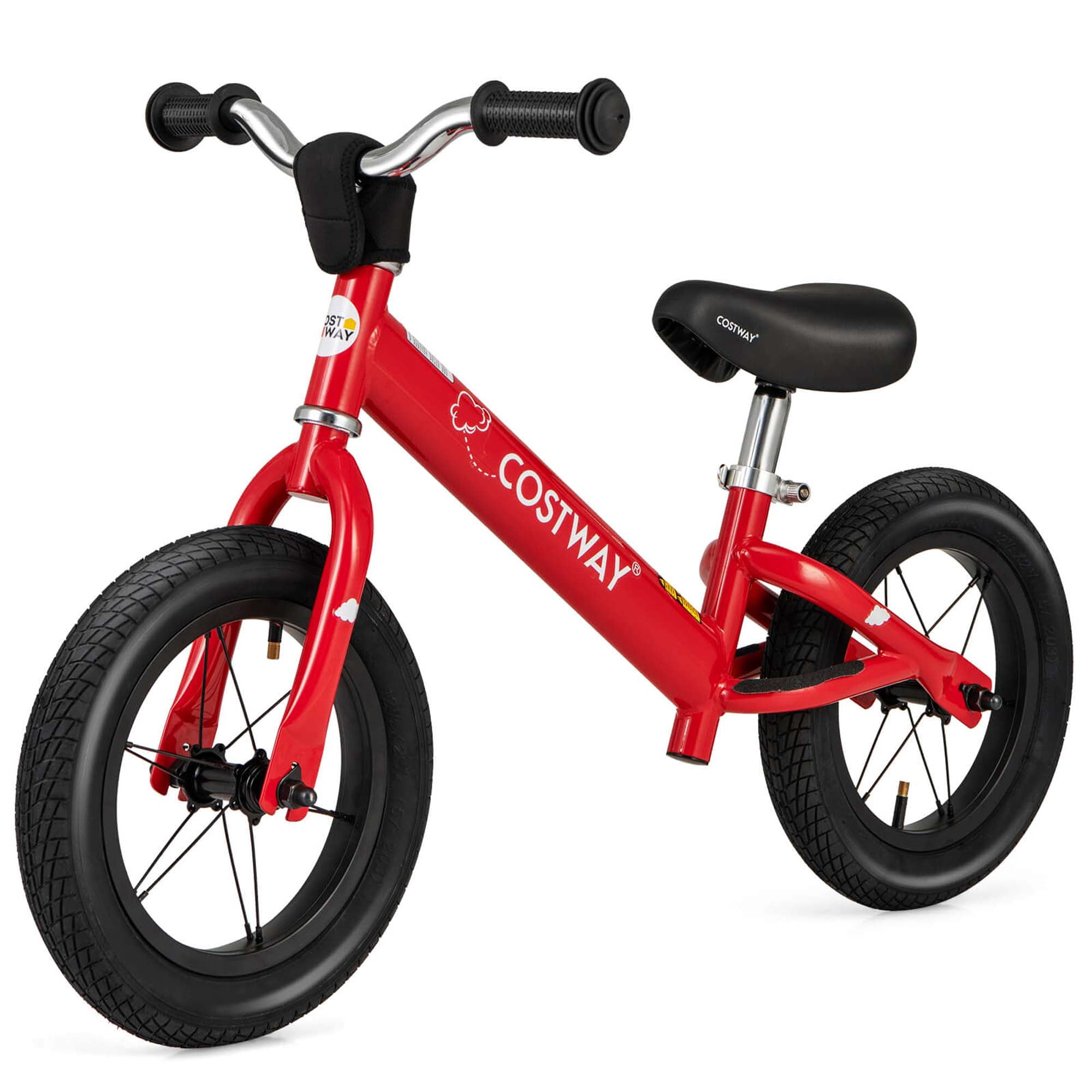 Costway 12 Inch Toddler Balance Bike No Pedal Training Bicycle with Inflatable Rubber Tires Red