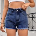 thumbnail image 2 of Cowboy Shorts for Women with Button Fly, Zipper Closure, Patch Pockets, Frayed Hem, Polyester Blend, Casual Fit, 2 of 8