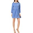 thumbnail image 2 of INSPIRE CHIC Robe-Chemise à Carreaux pour Femme à Manches Longues Boutonnée à Col Pointu m Bleu, 2 of 5