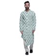 thumbnail image 1 of Atasi Printed Kurta Pajama For Men Asymmetric Style Casual Summer Clothing, 1 of 2