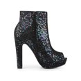 thumbnail image 3 of Unique Bargains Bottines à Talon Épais à Plateforme Pailletées pour Femme Noires (Taille 7), 3 of 7