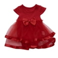 thumbnail image 1 of MIASHUI Robe Barboteuse Tutu pour Bébé Fille à Manches Courtes, Robe de Princesse pour Fête d'Anniversaire, Rouge, 12-18 Mois, 1 of 7
