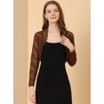thumbnail image 4 of INSPIRE CHIC Boléro Court Ouvert en Dentelle Florale Transparente pour Femme P Brun, 4 of 6