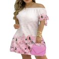 thumbnail image 1 of MesaSe Robe d'Été à Imprimé Floral pour Femmes, Robe Mini à Rayures à Épaules Dénudées, Robe Décontractée Ample avec Nœud, Mode Urbaine TTG, 1 of 3
