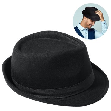 Men Women Unisex Fedora, Curled Brim Gentle Hat for Autumn Winter, Casual Short Brim Black Hat for Daily Life, Wind Cold Resistant Fashionable Hat