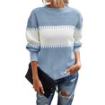thumbnail image 2 of IROINID Chandail à Col Rond pour Femmes, Bloc de Couleur, Décontracté, Mi-Long, Manches Longues, Haut Assorti, Blouse Tricotée, 2 of 8