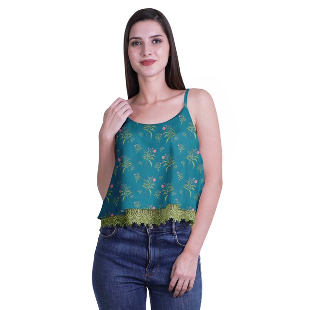 Moomaya Camisole Courte à Bretelles Spaghetti Imprimée pour Femmes, Hauts d'Été